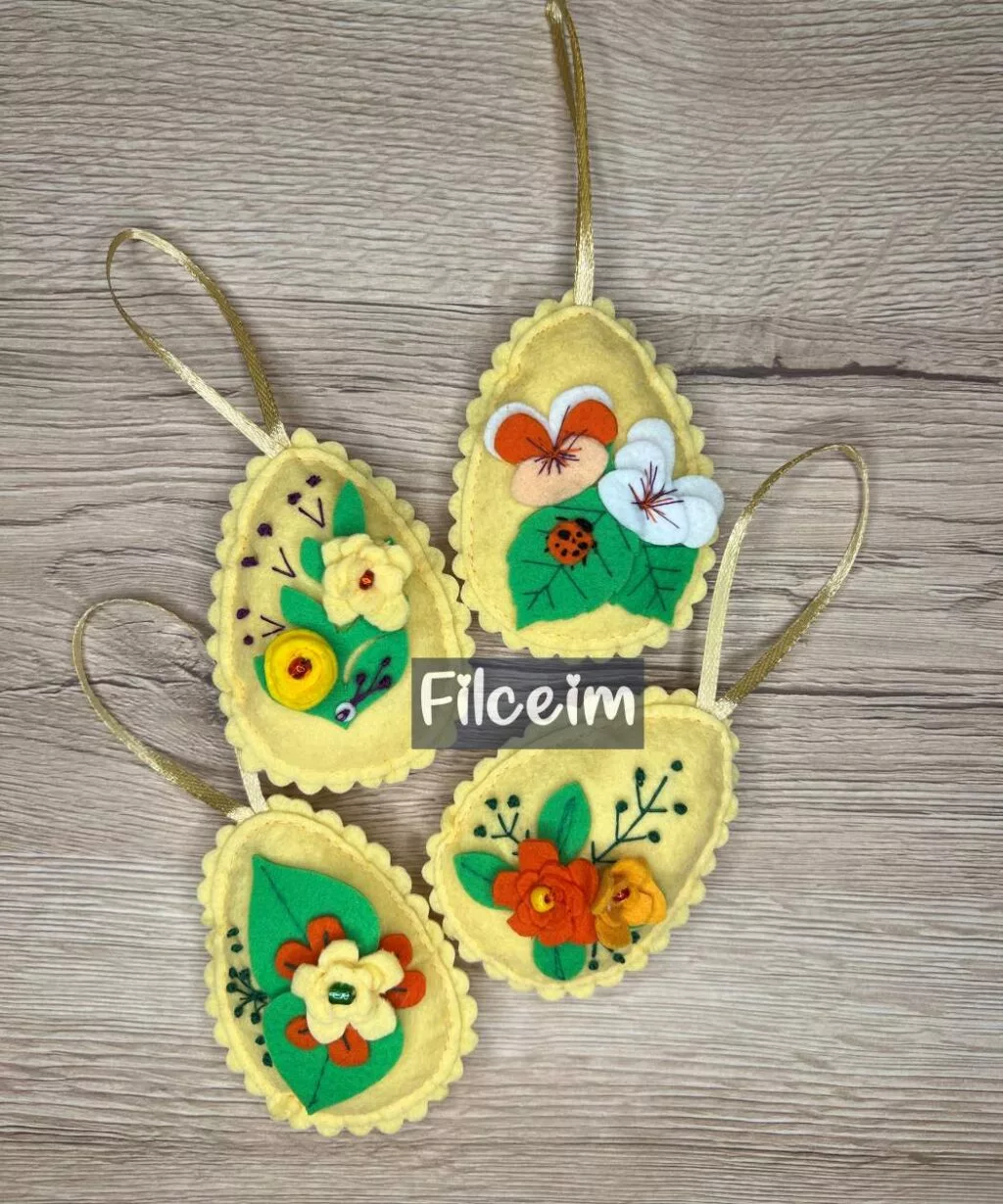 sárga húsvéti tojás filcből