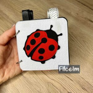 fekete-fehér kontrasztos könyv első oldala- katicabogár