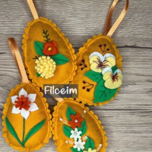 okkersárga húsvéti tojás filcből