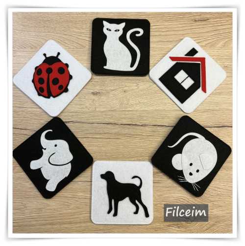 fekete-fehér kártyák itt ott egy kis pirossal