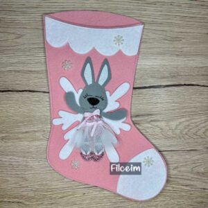 Filc mikulás zokni tüll szoknyás nyuszival