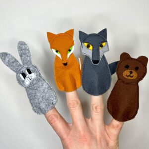 nyuszi, róka, farkas, maci ujjbáb készítő készlet